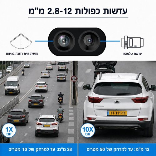מצלמת אבטחה סולארית סלולרית 4K - זום X10, עדשה כפולה ואיכות 8MP