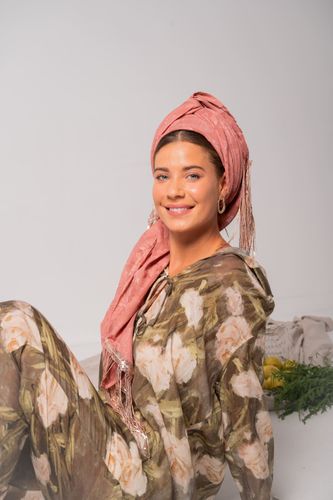 מטפחת מרובעת חגיגית תפארת ורוד עתיק