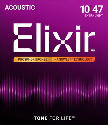 סט לאקוסטית ELIXIR 16002 NANO Phosphor Bronze 10-47