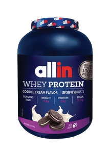 אבקת חלבון ALL IN WHEY | בטעם קרם עוגיות | 61 מנות הגשה | 2.013 ק"ג |