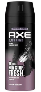 אקס | AXE | דאודורנט | ספריי גוף | לגבר | 150מ"ל | BLACK NIGHT | משך אפקט 48 שעות