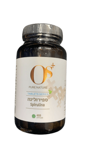 אוס+ | ספירולינה | מכיל 400 טבליות | כשר פרווה | Spirulina | משקל טבלייה 500 מ"ג | 