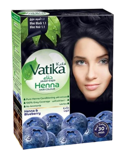 אבקת צבע לשיער | על בסיס חינה שחור כהה | וטיקה | Vatika