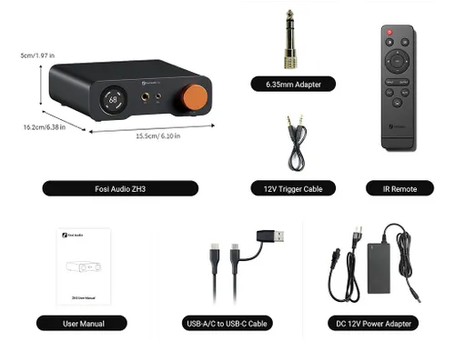Fosi Audio ZH3 ממיר DAC ומגבר אוזניות שולחני