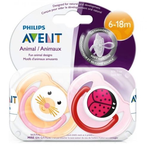 זוג מוצצי סיליקון אבנט חיות  avent animals | לגילאים 6-18 חודשים |