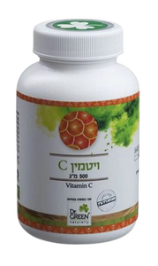 ויטמין C | במינון 500 | מכיל 100 כמוסות | פקעות ורדים וביופלבונואידים | תוסף תזונה | כשר פרווה |