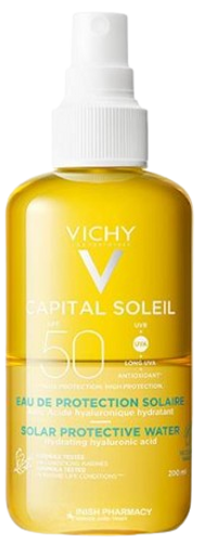 Vichy | וישי | ספריי מים סולאריים להגנה מהשמש SPF50 עם חומצה היאלורונית | 200 מ