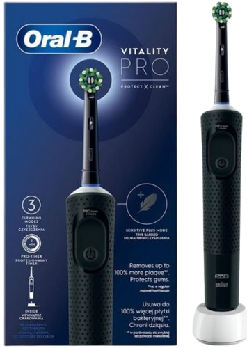 מברשת שיניים חשמלית נטענת | צבע שחור | דגם Vitality Pro D103 |