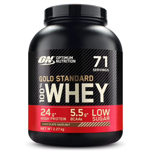 OPTIMUM NUTRITION - GOLD STANDARD 100% WHEY | אבקת חלבון אופטימום נוטרישן בטעם שוקולד אגוזי לוז 2.27 ק