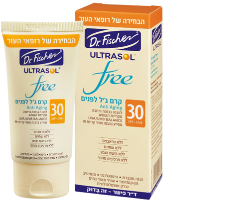 אולטרסול | FREE | קרם ג'ל לפנים | SPF30 | מכיל 50 מ