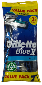 סכיני גילוח חד-פעמיים | Gillette Blue II Plus | מכיל 7 סכיני גילוח |