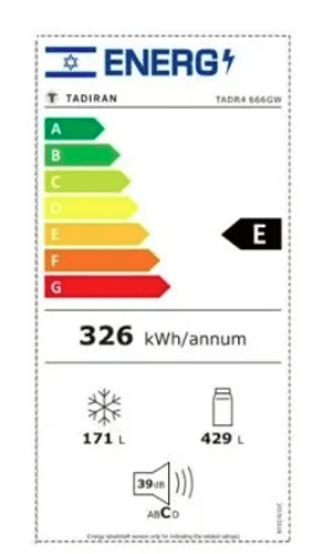 מקרר 4 דלתות 600 ליטר זכוכית שחורה TADR4 666GB פיקוד שבת צומת TADIRAN