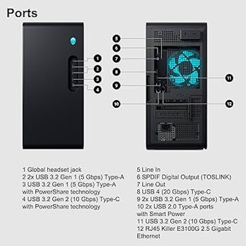 מחשב נייח גיימינג Alienware Aurora ACT1250 Ultra 7-265KF 1T + 2T 32G RTX5070Ti