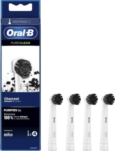 4 ראשים למברשת חשמלית | סיבי פחם אקספרס | Pure Clean | מוריד 100% יותר פלאק |