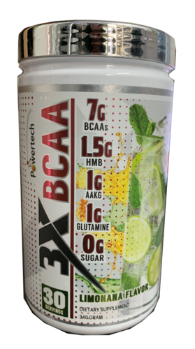 3X בי.סי.איי.איי BCAA בטעם לימונענע | מכיל 340 גרם פאוורטק | Powertech