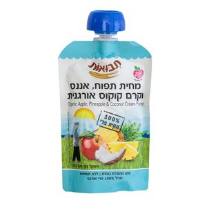 מחית תפוח, אננס וקרם קוקוס אורגני תבואות 100 גר