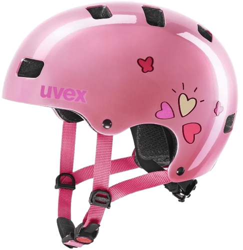 קסדה לאופניים UVEX KID 3 | צבע ורוד לבבות