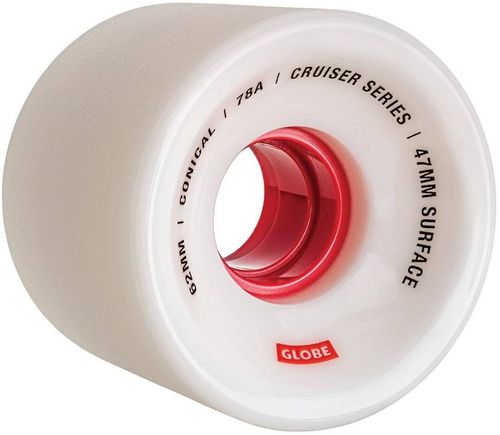 גלגלים לסקייטבורד Globe Conical Cruiser Wheels White/Red 62mm