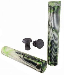 Grit Handlebar Grips 160mm Black / White / Green Fluro