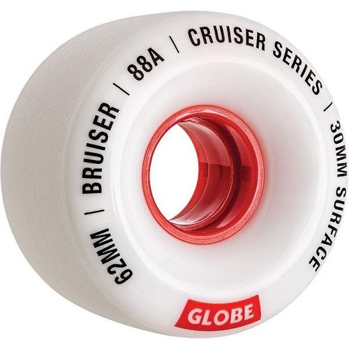גלגלים לסקייטבורד Globe Bruiser Cruiser Wheels White/Red 62mm