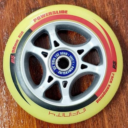 סט של 8 גלגלים כולל מיסבים וספייסרים POWERSLIDE 90MM 83A WHEELS