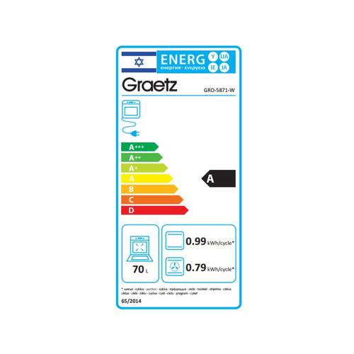 תנור בנוי דיגיטלי 70 ליטר Graetz GRO-5871-W זכוכית לבנה
