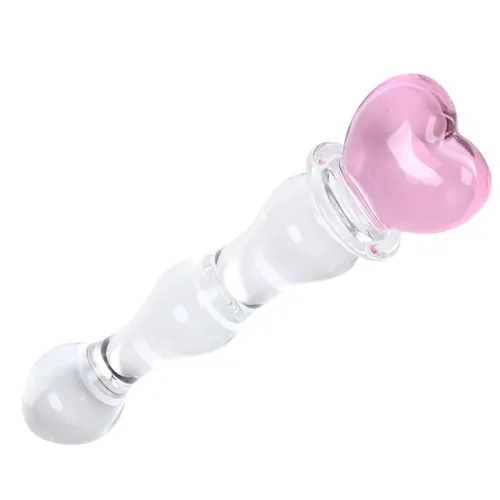 דילדו זכוכית עם לב ורוד ​Crystal Love