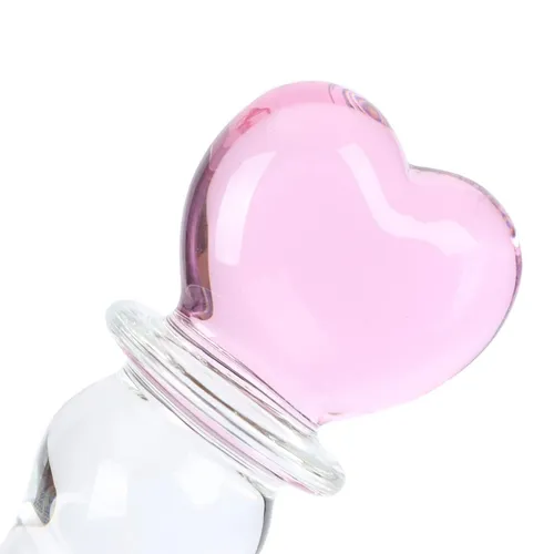 דילדו זכוכית עם לב ורוד ​Crystal Love