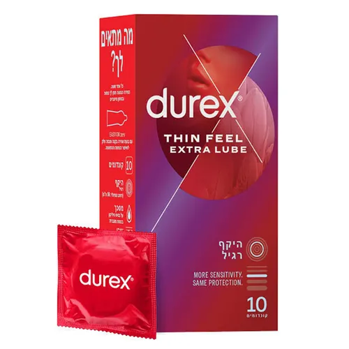 דורקס  THIN FEEL EXTRA LUBE קונדומים דקים בתוספת חומר סיכה לתחושה אינטימית