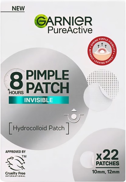 Garnier 8H Invisible Pimple Patchs 22Pcs גרנייה מדבקות שקופות להפחתת פצעונים