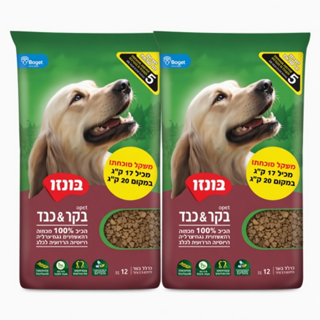 מבצע 2 שקי מזון לכלבים בונזו בקר 17 קג
