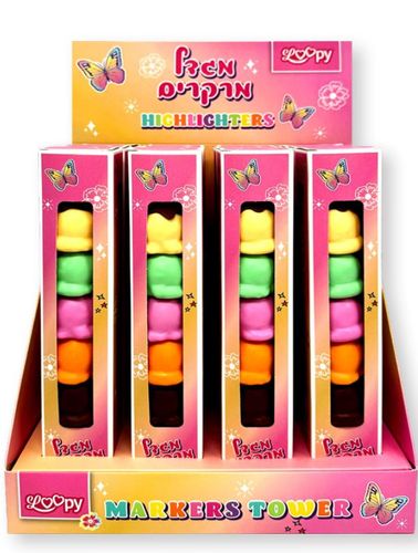 מגדל מרקרים זוהרים גלידה LOOPY – מגוון דמויות וצבעים