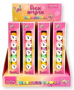 מגדל מרקרים זוהרים חד קרן LOOPY | מרקרים צבעוניים במגוון דמויות