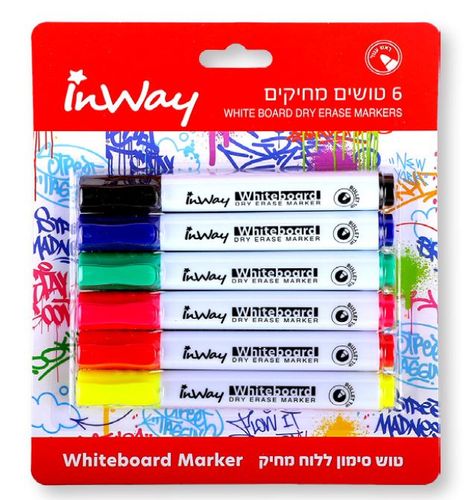 סט 6 טושים ללוח מחיק 26‎ IW