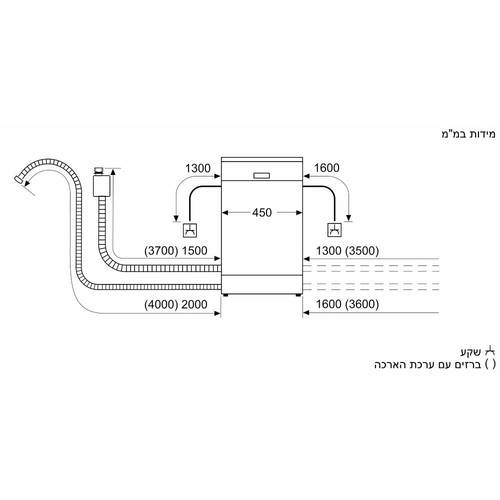 מדיח כלים צר 10 מע' Bosch SPS4EMI11E  Serie 4 דמוי נירו' | פולין