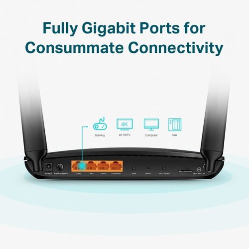 ראוטר אלחוטי TP-Link Dual Band Wi-Fi AC1200 Cat-6/4G+ Gigabit Router Archer MR600