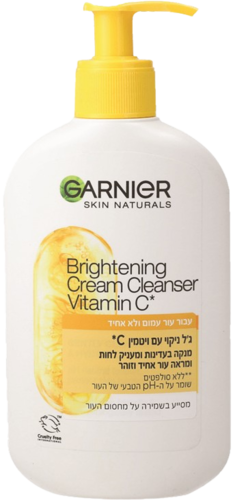 Garnier Vitamin C Brightening Cream Cleanser 250ML גרנייה סבון פנים ויטמין סי למראה עור זוהר