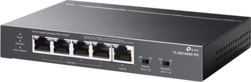 מתג שולחני TP-Link 5-Port Gigabit with 4-Port PoE+ TL-SG1005P-PD