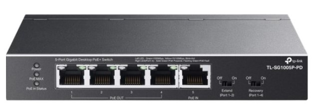 מתג שולחני TP-Link 5-Port Gigabit with 4-Port PoE+ TL-SG1005P-PD