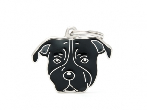 תג שם כלב שחור AMERICAN STAFFORDSHIRE TERRIER BLACK