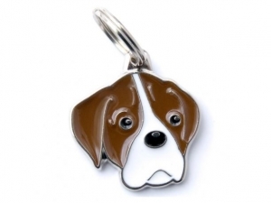 תג שם כלב בוקסר לבן וחום BOXER WHITE AND BROWN