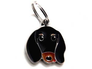 תג שם כלב  תחש שחור חום BLACK & TAN DACHSHUND