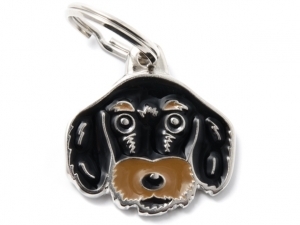 תג שם כלב תחש ארוך שיער ( גרמני) שחור חום GERMAN DACHSHUND BLACK