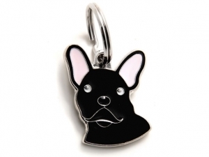 תג שם כלב בולדוג צרפתי שחור BLACK FRENCH BULLDOG