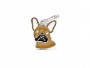 תג שם כלב בולדוג צרפתי חום FRENCH BULLDOG BROWN