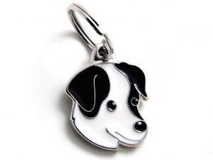 תג שם כלב ג'ק ראסל שחור לבן BLACK AND WHITE JACK RUSSELL