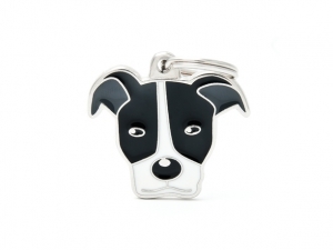 תג שם כלב פיטבול שחור לבן BLACK AND WHITE PITBULL
