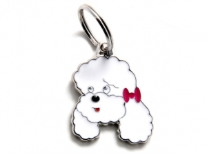 תג שם כלב פודל לבן WHITE POODLE