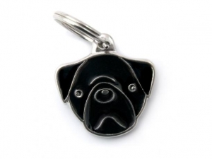 תג שם כלב פאג שחור BLACK PUG
