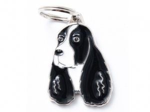 תג שם כלב ספרינגר ספניאל אנגלי שחור לבן BLACK AND WHITE SPRINGER SPANIEL